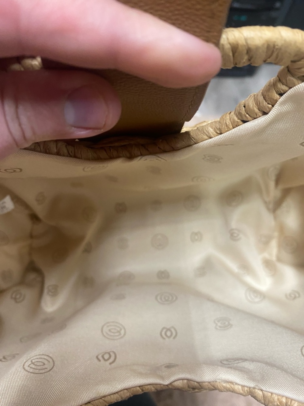 Woven Straw Crossbody Bag in Tan - Women's Shoulder Bag - Picture 3 of 3